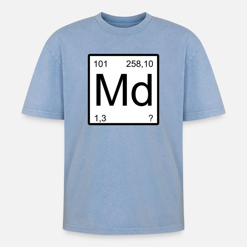Md Mendelevium Element Monogram - Oversized Unisex Premium Acid-Washed T-Shirt - Blau Acid Wash