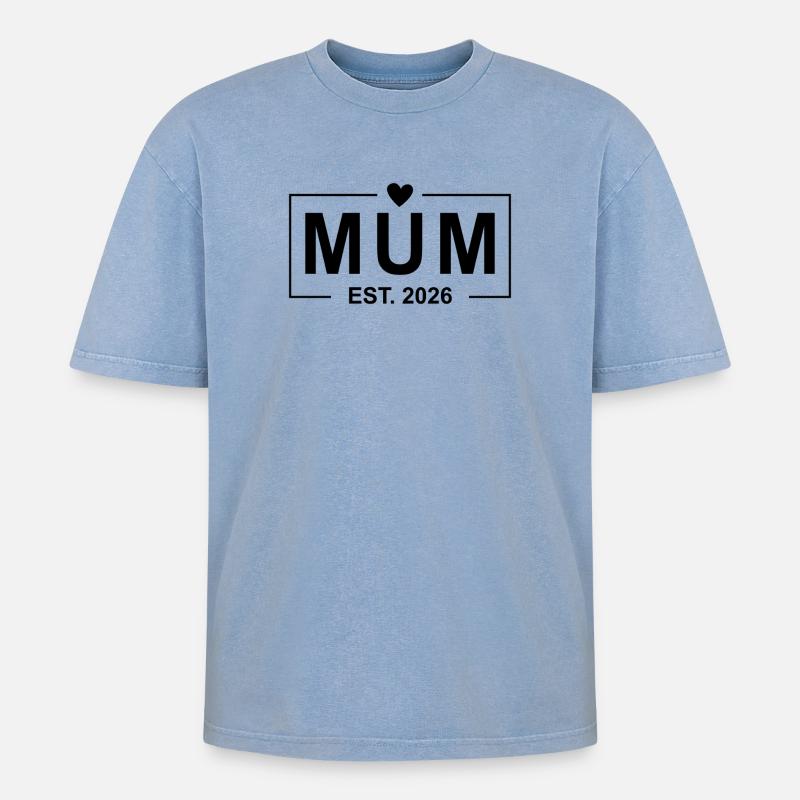 Mutter gestorben 2026 - Oversized Unisex Premium Acid-Washed T-Shirt - Blau Acid Wash