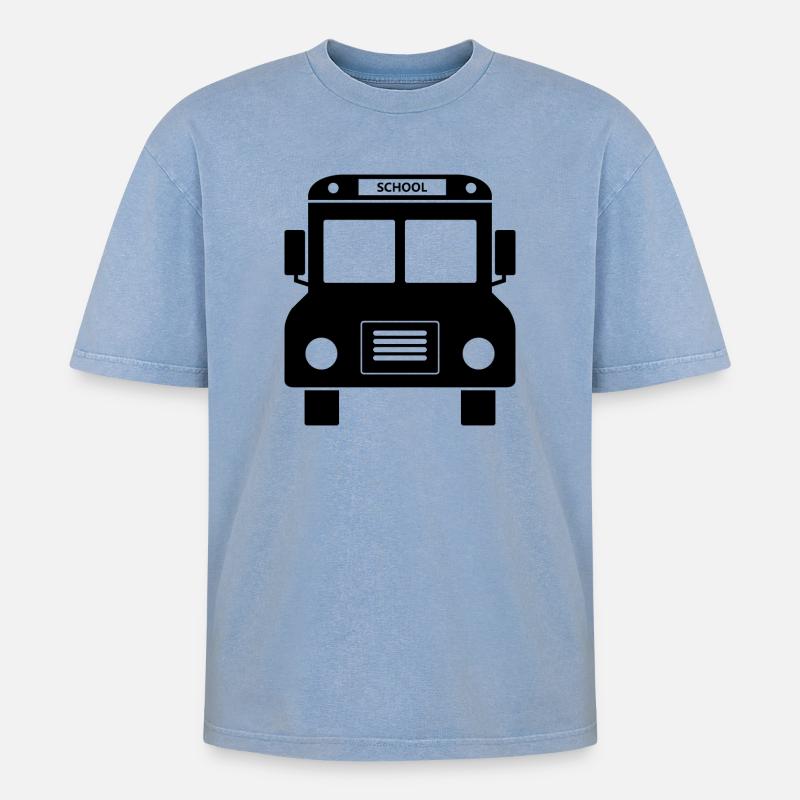 Devant du bus scolaire - T-shirt Premium unisexe oversize acid-washed - bleu délavé acide