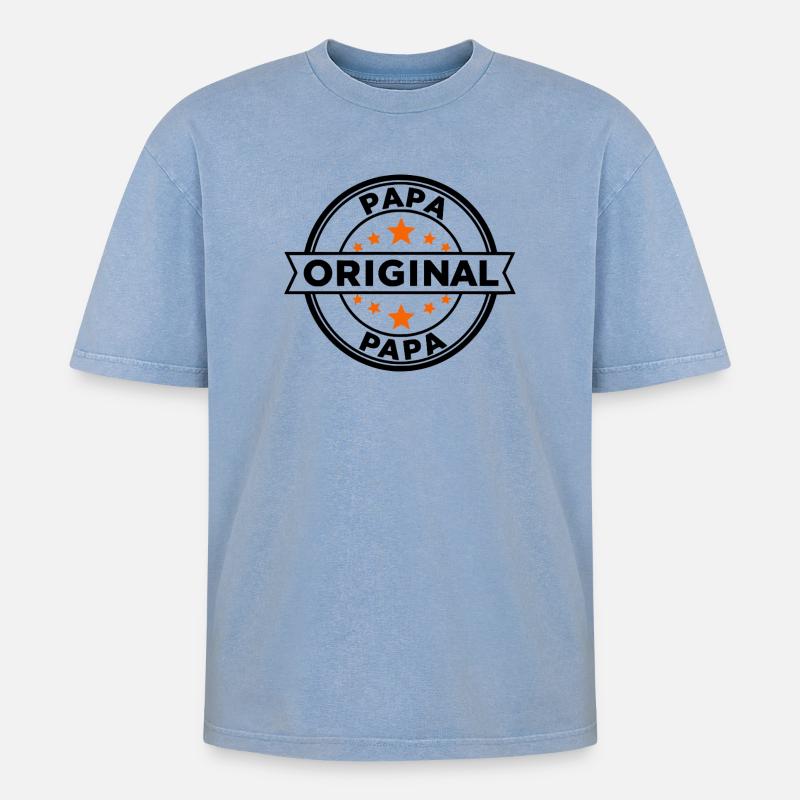 Sternenring Muster Papa - Oversized Unisex Premium Acid-Washed T-Shirt - Blau Acid Wash