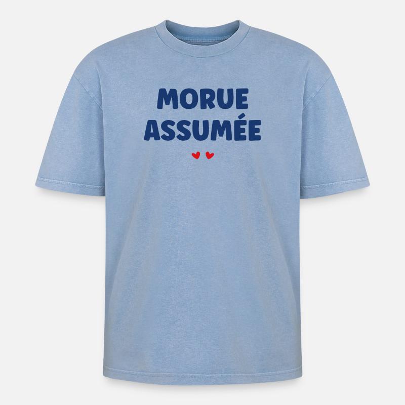 Cod vermutet: Meereshumor - Oversized Unisex Premium Acid-Washed T-Shirt - Blau Acid Wash