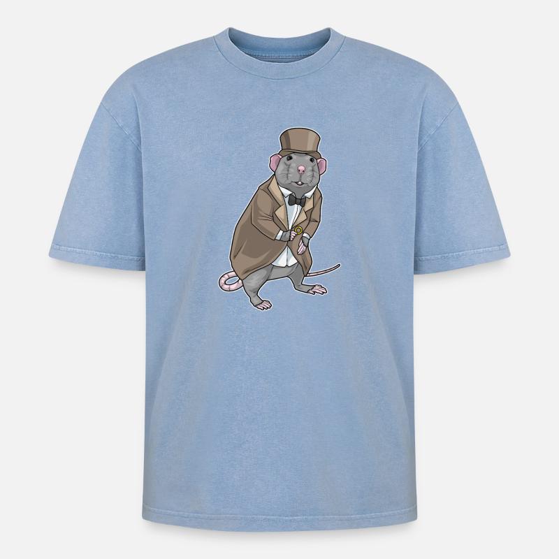 Ratte Bräutigam Ehering Hochzeit - Oversized Unisex Premium Acid-Washed T-Shirt - Blau Acid Wash