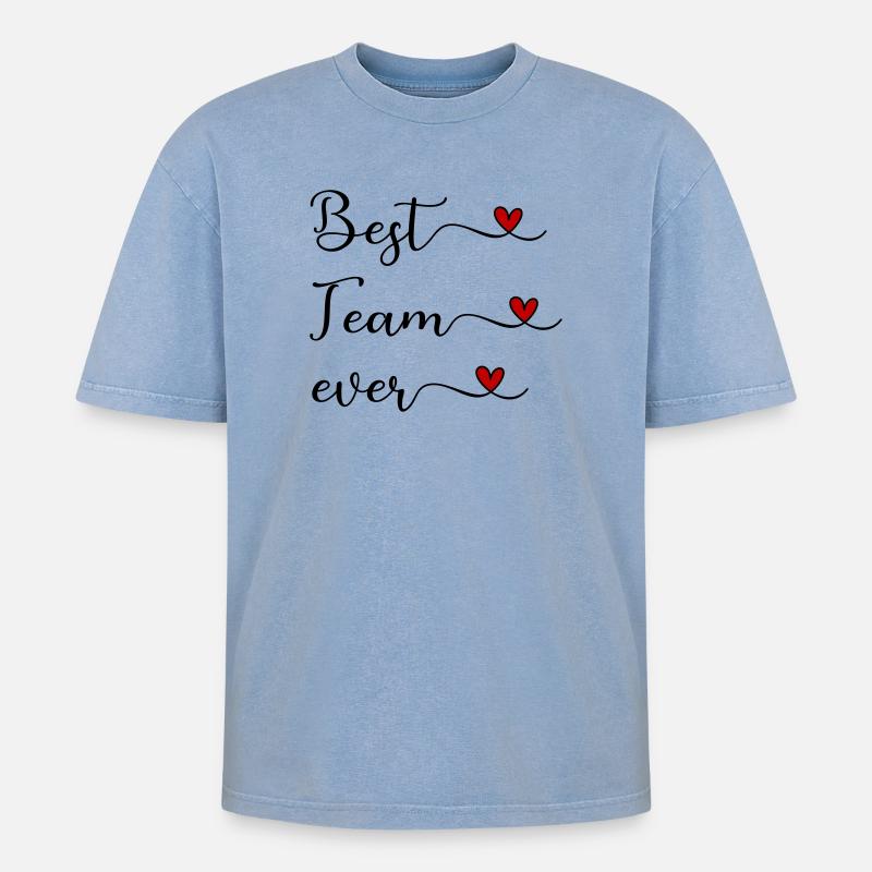 Team - Oversized Unisex Premium Acid-Washed T-Shirt - Blau Acid Wash