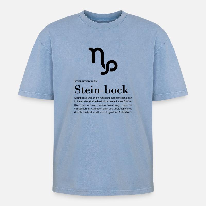 Sternzeichen Steinbock - Oversized Unisex Premium Acid-Washed T-Shirt - Blau Acid Wash