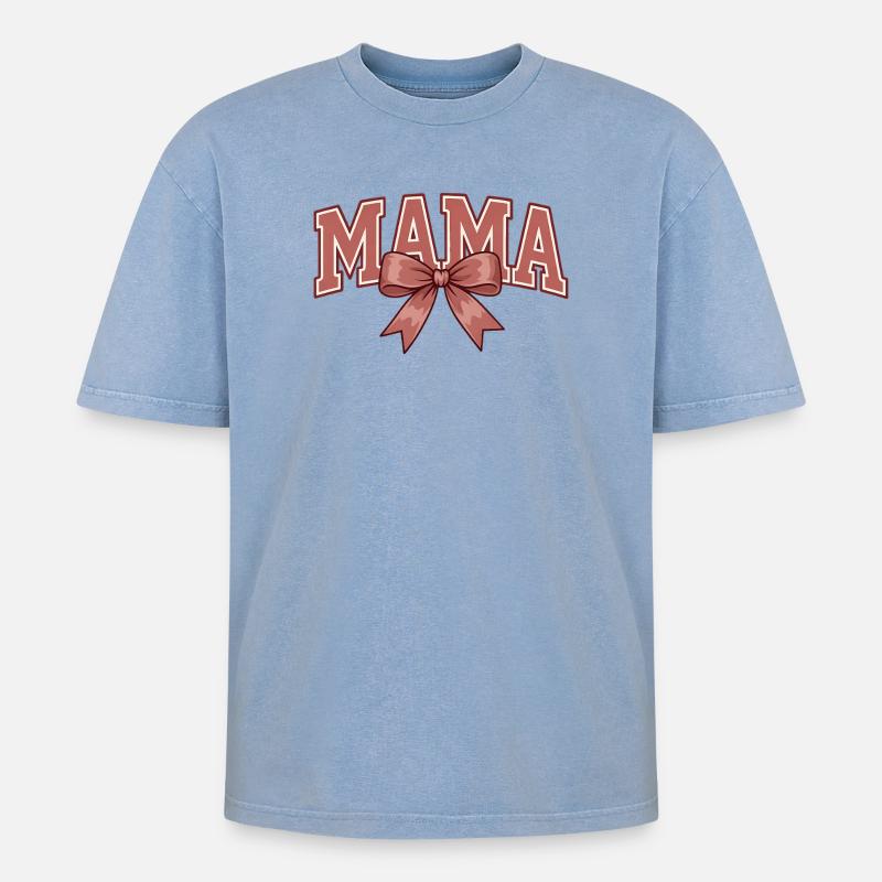 Mama Schleife – Süßes Mama Statement Design - Oversized Unisex Premium Acid-Washed T-Shirt - Blau Acid Wash