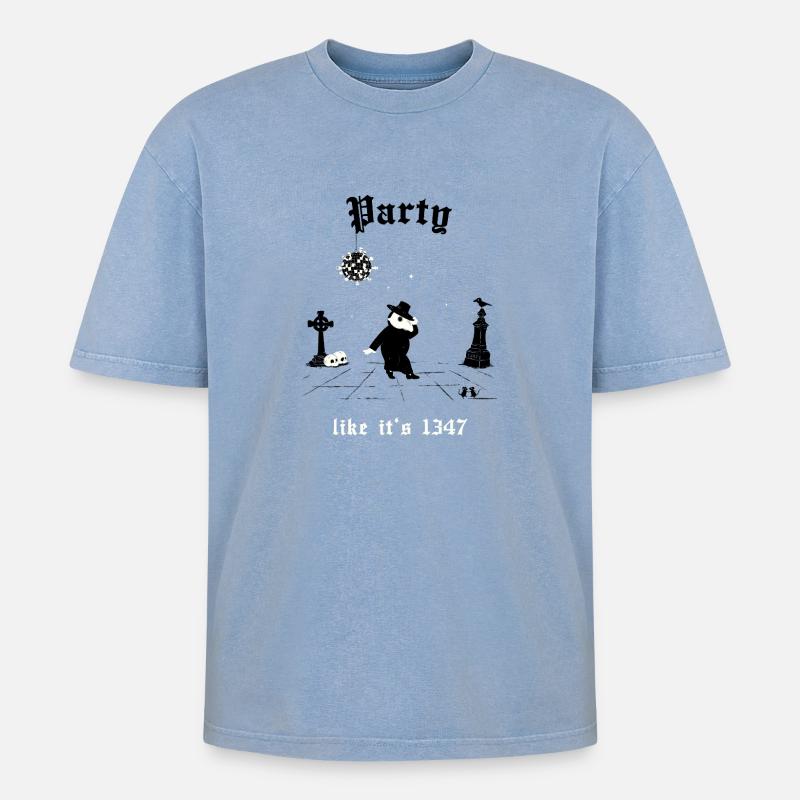 Like It's 1347 Tee - Oversized Unisex Premium Acid-Washed T-Shirt - Blau Acid Wash