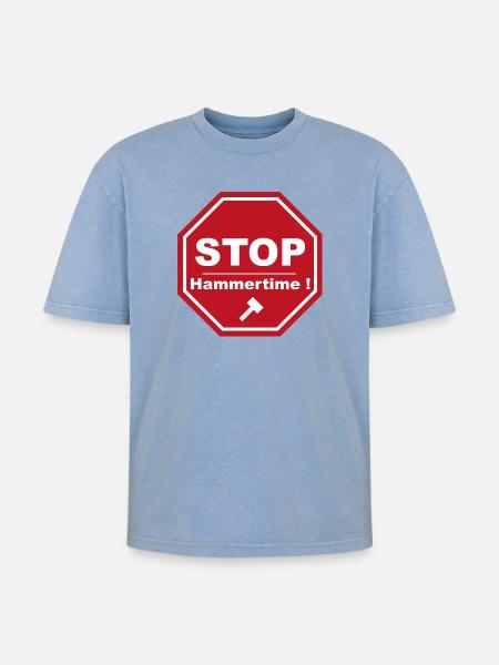stop hammertime - T-shirt Premium unisexe oversize acid-washed - bleu délavé acide