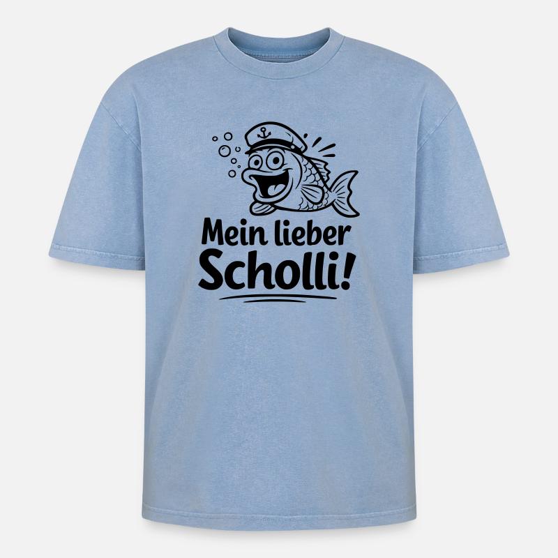 Ma chère Scholli - T-shirt Premium unisexe oversize acid-washed - bleu délavé acide