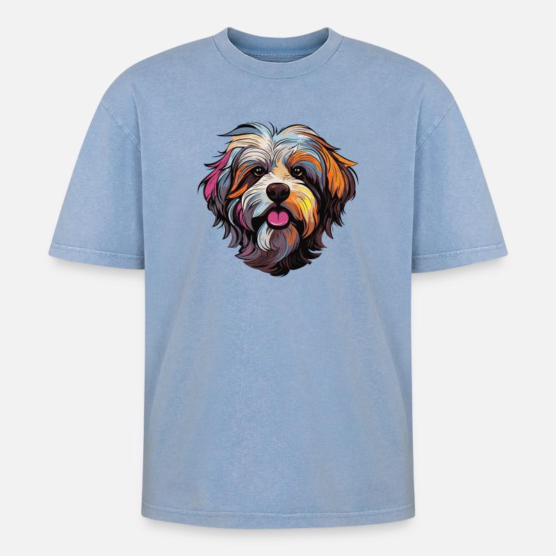 hund comic - Oversized Unisex Premium Acid-Washed T-Shirt - Blau Acid Wash
