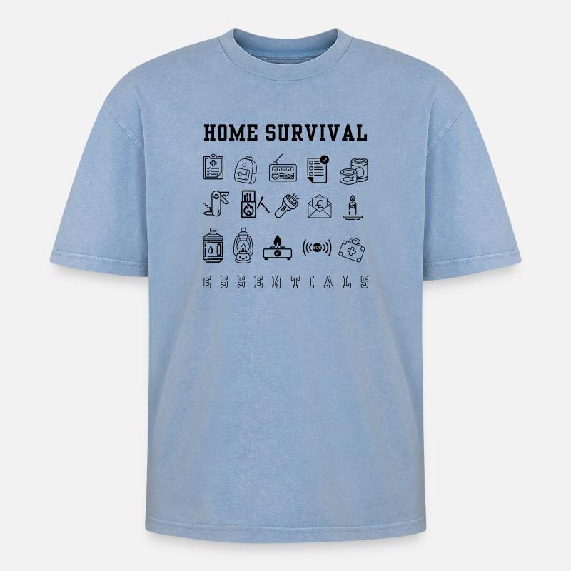 Emergency plan - doomsday - Oversized Unisex Premium Acid-Washed T-Shirt - acid washed blue