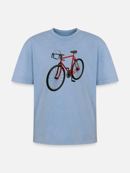 Retro Rennrad - Oversized Unisex Premium Acid-Washed T-Shirt - Blau Acid Wash