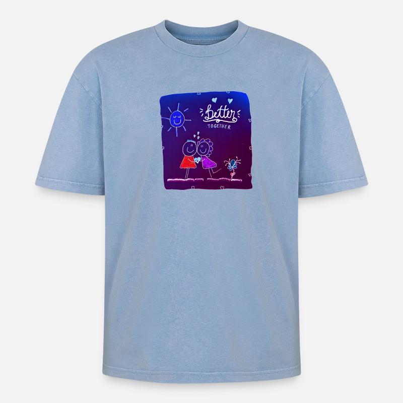 Mieux ensemble - T-shirt Premium unisexe oversize acid-washed - bleu délavé acide