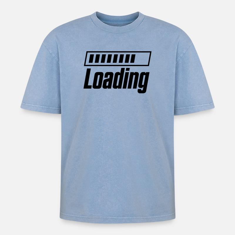 Loading Ladebalken - Oversized Unisex Premium Acid-Washed T-Shirt - Blau Acid Wash