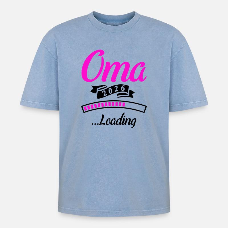 Oma 2026 Loading  - Oversized Unisex Premium Acid-Washed T-Shirt - Blau Acid Wash