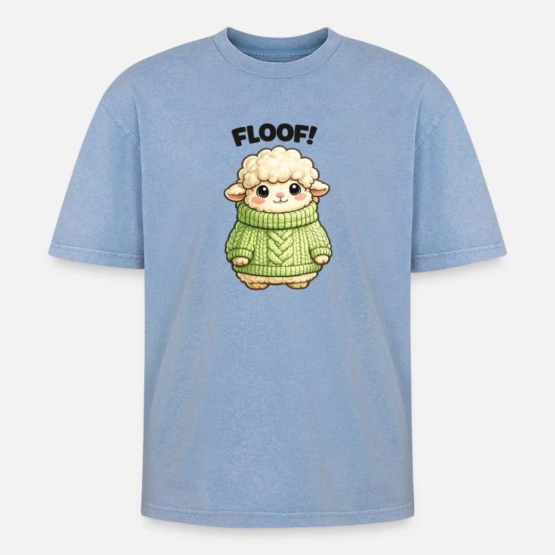 Design de pull mouton câlin - T-shirt Premium unisexe oversize acid-washed - bleu délavé acide