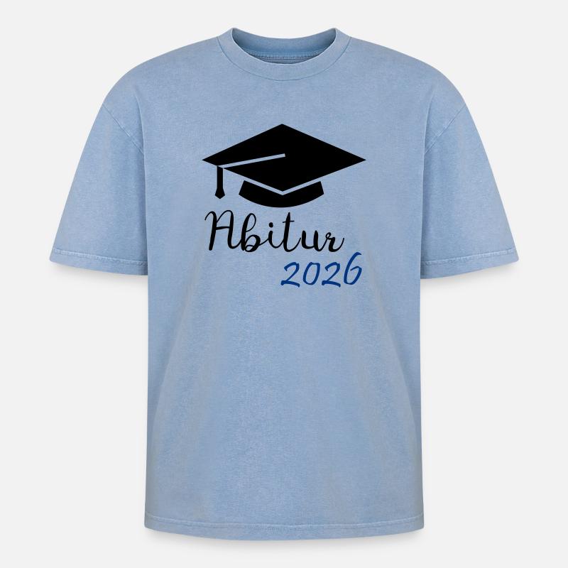 Abitur 2026 - T-shirt Premium unisexe oversize acid-washed - bleu délavé acide