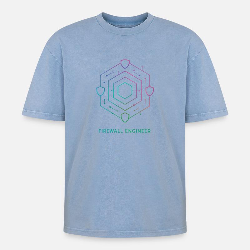 Firewall Engineer - Cybersecurity - Oversized Unisex Premium Acid-Washed T-Shirt - acid washed blue