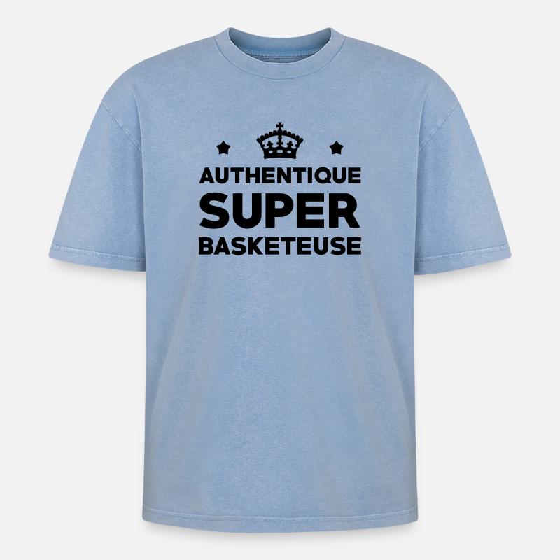 Authentique Super Basketeuse - T-shirt Premium unisexe oversize acid-washed - bleu délavé acide