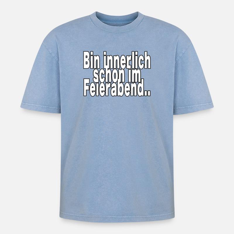 Innerlich schon nach Feierabend - Oversized Unisex Premium Acid-Washed T-Shirt - Blau Acid Wash
