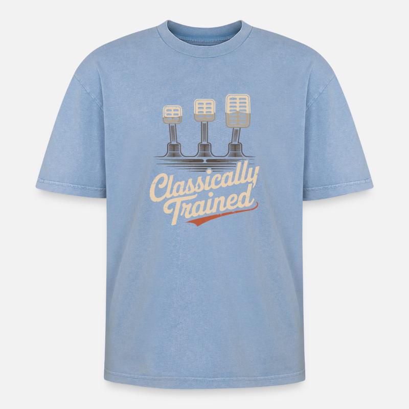 Classically Trained Petrolhead KFZ Mechaniker - Oversized Unisex Premium Acid-Washed T-Shirt - Blau Acid Wash