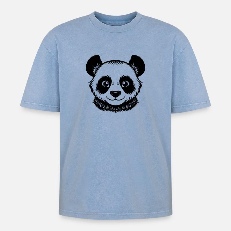 Visage de bébé panda - T-shirt Premium unisexe oversize acid-washed - bleu délavé acide