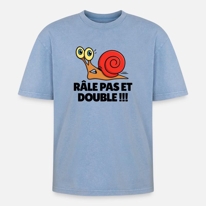 Râle pas et double - T-shirt Premium unisexe oversize acid-washed - bleu délavé acide