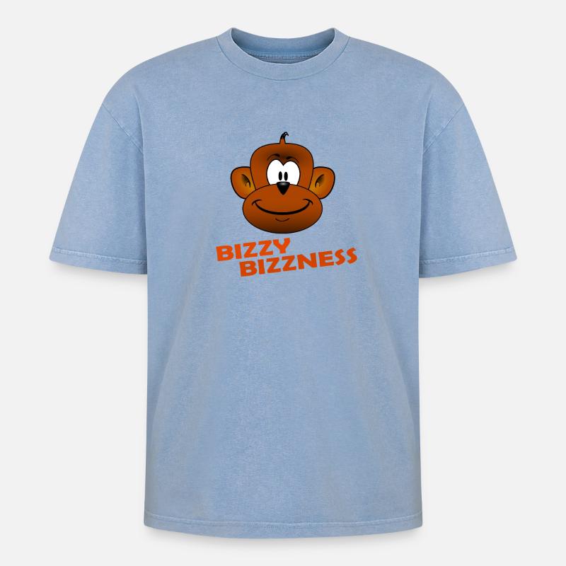 BIZZY BIZZNESS - Oversized Unisex Premium Acid-Washed T-Shirt - acid washed blue