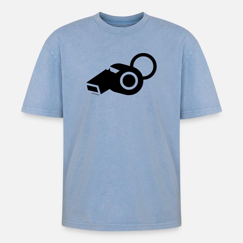 Trillerpfeife Schiedsrichter Trainer - Oversized Unisex Premium Acid-Washed T-Shirt - Blau Acid Wash