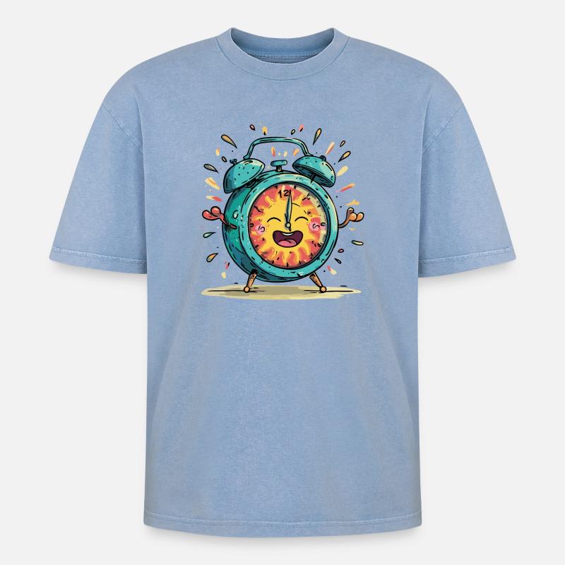 Sonnenwecker Jubelbild - Oversized Unisex Premium Acid-Washed T-Shirt - Blau Acid Wash