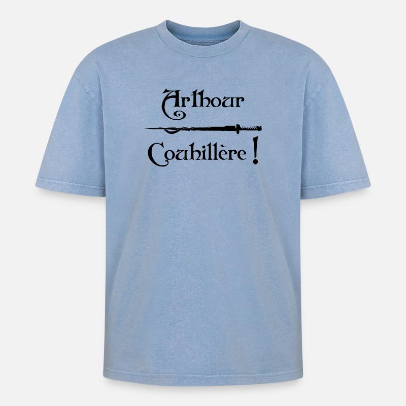 Arthour Couhillère! - Oversized Unisex Premium Acid-Washed T-Shirt - Blau Acid Wash