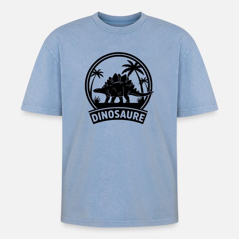 Dinosaurier 3 - Oversized Unisex Premium Acid-Washed T-Shirt - Blau Acid Wash
