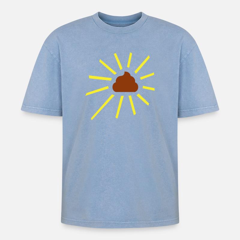 Kacke scheint - Oversized Unisex Premium Acid-Washed T-Shirt - Blau Acid Wash