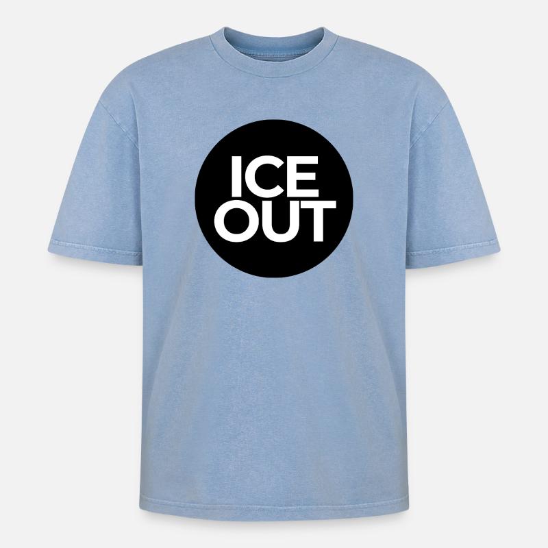 I C E OUT  - Oversized Unisex Premium Acid-Washed T-Shirt - Blau Acid Wash