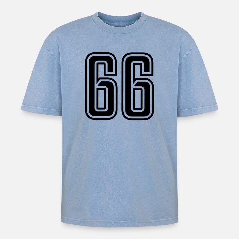 66 - Oversized Unisex Premium Acid-Washed T-Shirt - Blau Acid Wash