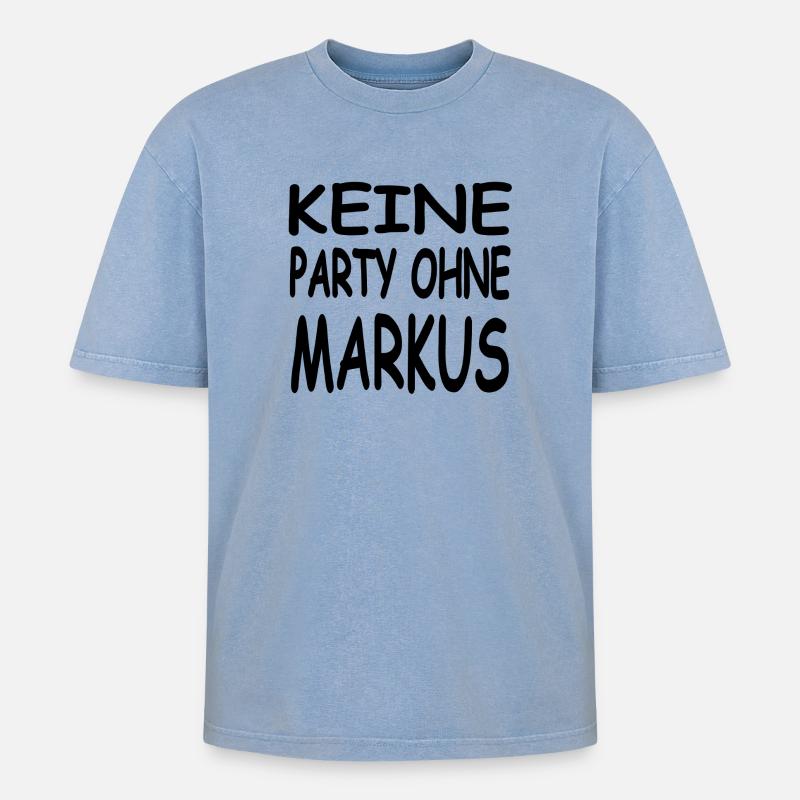 Markus - Oversized Unisex Premium Acid-Washed T-Shirt - Blau Acid Wash