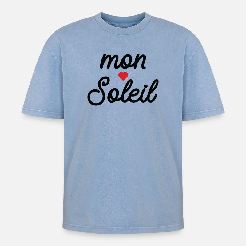 My Sun Heart in Script - Oversized Unisex Premium Acid-Washed T-Shirt - acid washed blue