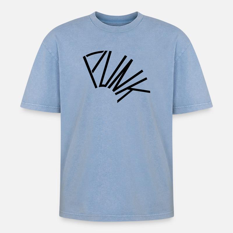 Punk - Oversized Unisex Premium Acid-Washed T-Shirt - Blau Acid Wash