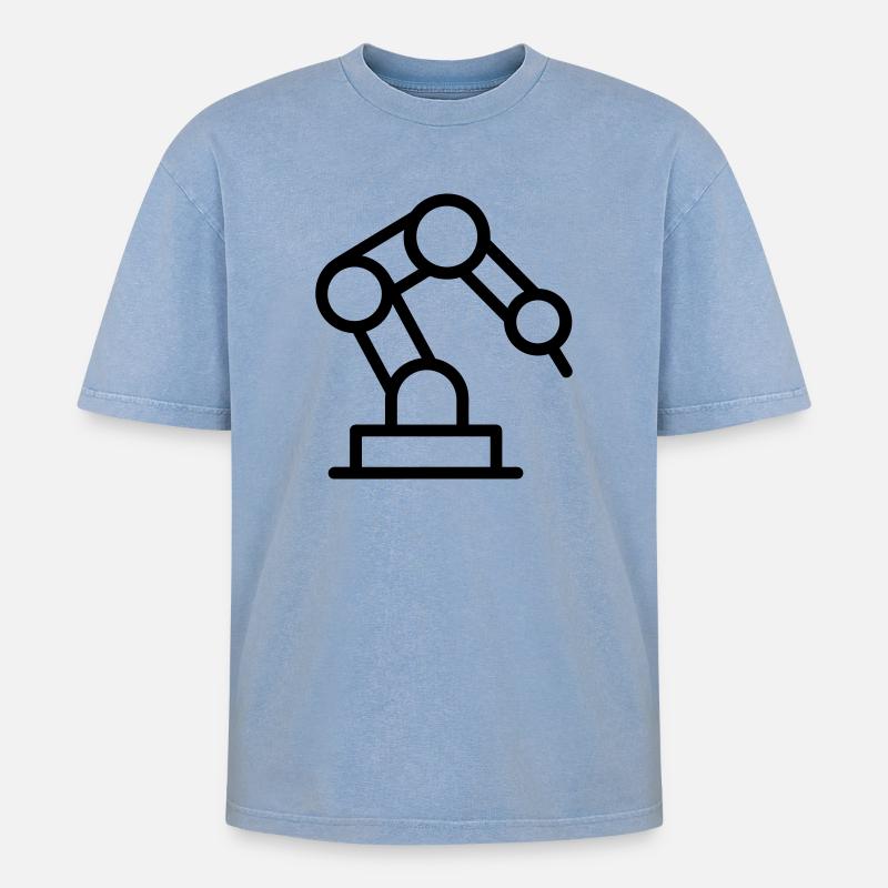 Roboterarm - Oversized Unisex Premium Acid-Washed T-Shirt - Blau Acid Wash