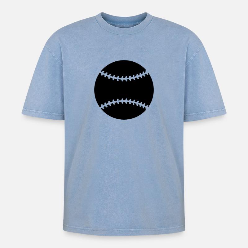 Baseball - Oversized Unisex Premium Acid-Washed T-Shirt - Blau Acid Wash