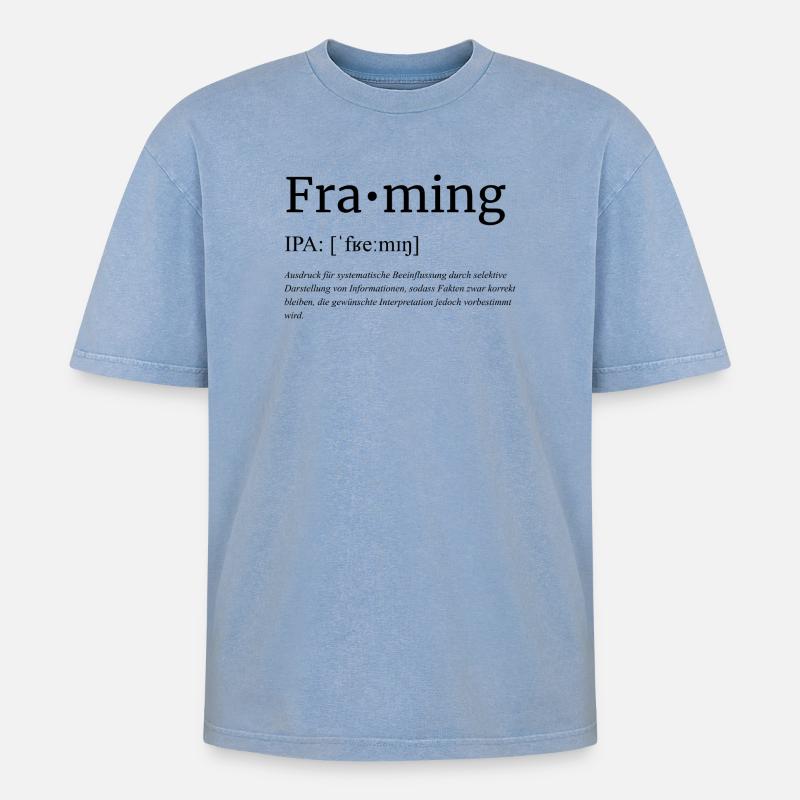 Framing - Oversized Unisex Premium Acid-Washed T-Shirt - Blau Acid Wash