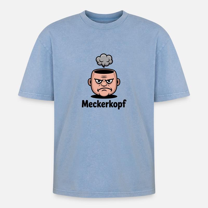 Complainer Annoyed Grumpy Comic Face - Oversized Unisex Premium Acid-Washed T-Shirt - acid washed blue