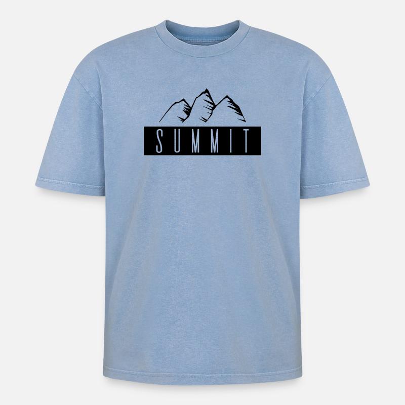 Gipfel - Oversized Unisex Premium Acid-Washed T-Shirt - Blau Acid Wash