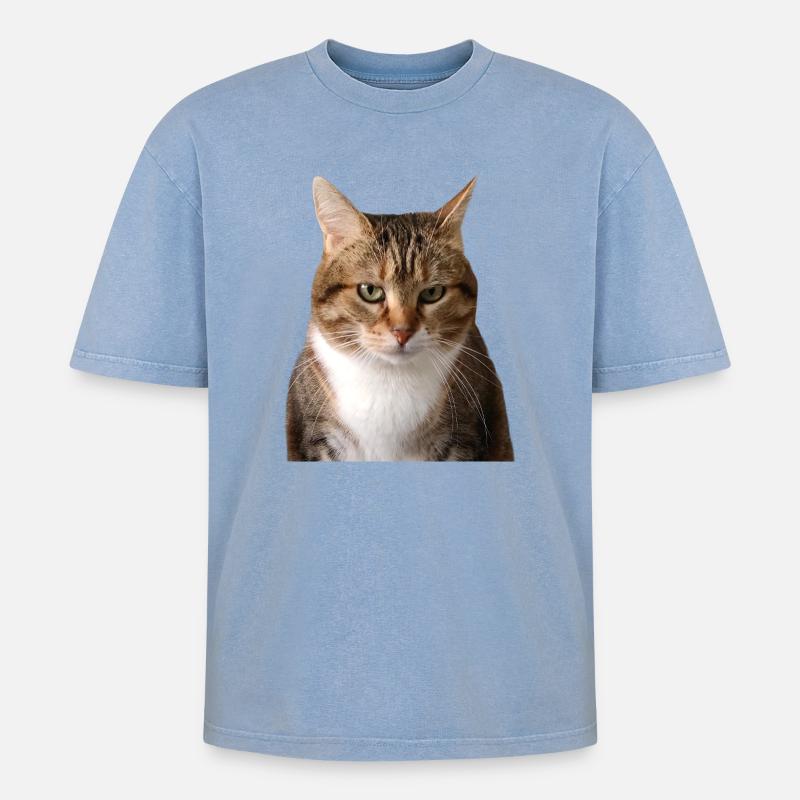 Missty-Porträt - Oversized Unisex Premium Acid-Washed T-Shirt - Blau Acid Wash