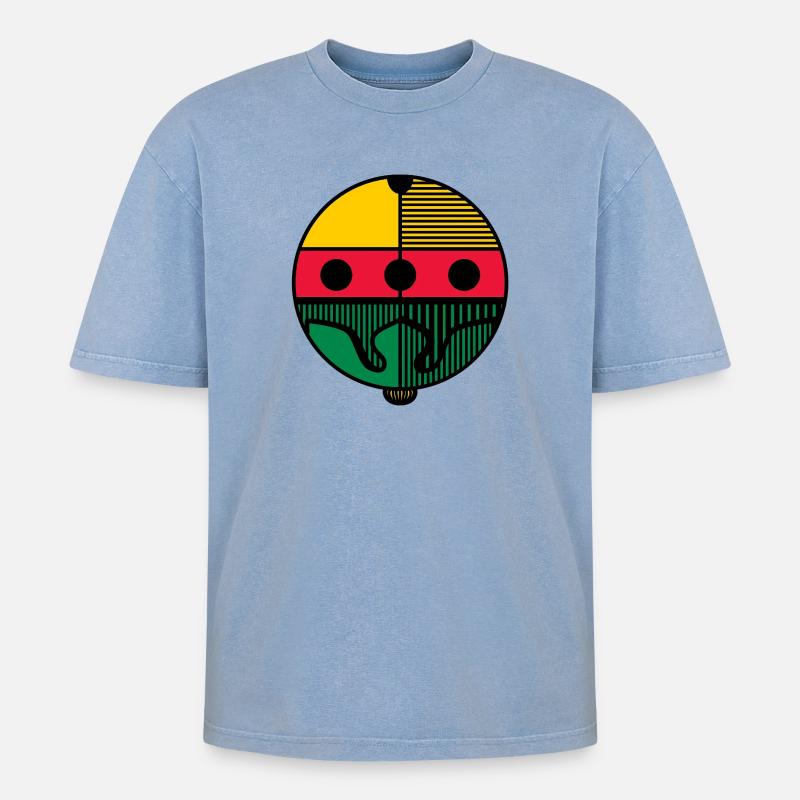 Schellen - Oversized Unisex Premium Acid-Washed T-Shirt - Blau Acid Wash