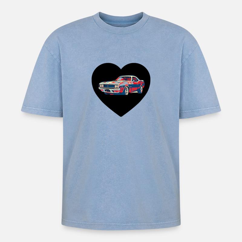 Auto - Oversized Unisex Premium Acid-Washed T-Shirt - Blau Acid Wash