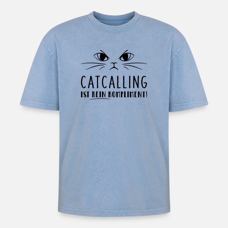Catcalling ist kein Kompliment! - Oversized Unisex Premium Acid-Washed T-Shirt - Blau Acid Wash
