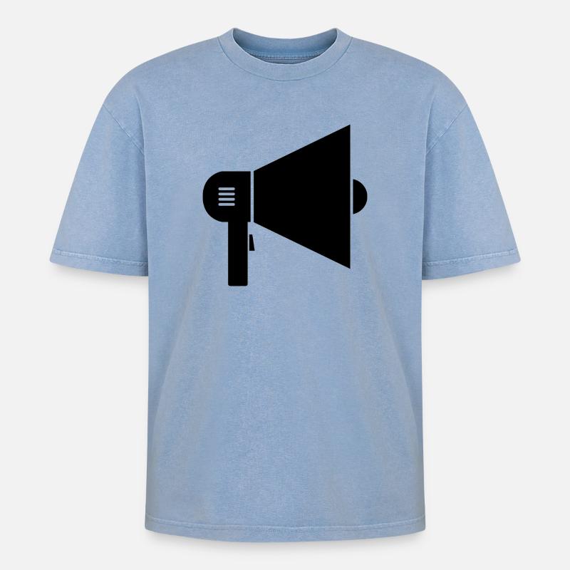 Mégaphone - T-shirt Premium unisexe oversize acid-washed - bleu délavé acide
