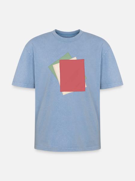Pastel Paper Stack - Oversized Unisex Premium Acid-Washed T-Shirt - acid washed blue
