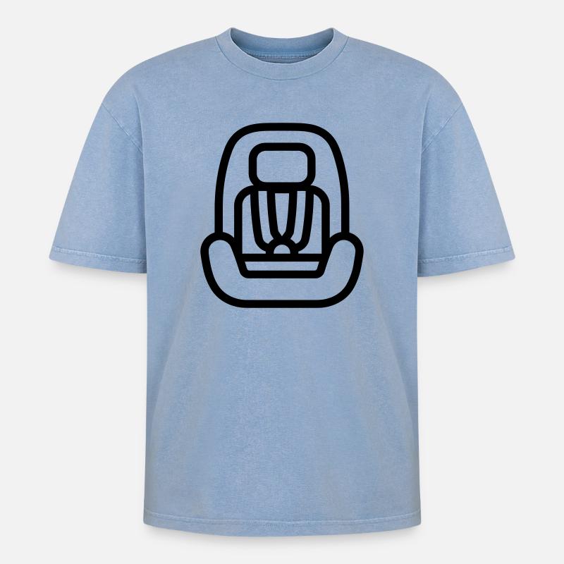 Kindersitz - Oversized Unisex Premium Acid-Washed T-Shirt - Blau Acid Wash