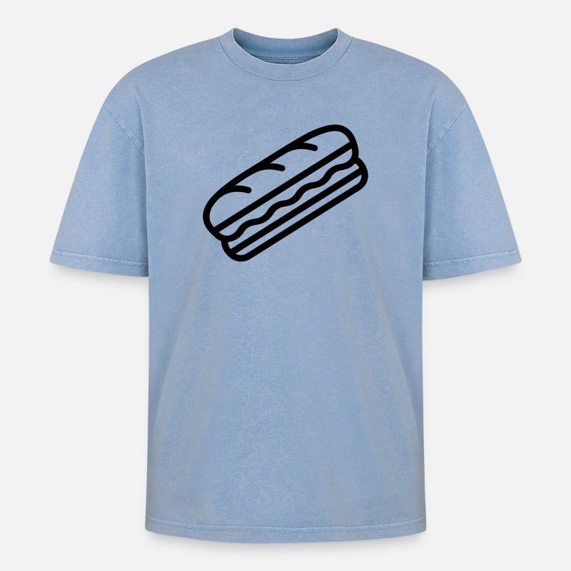 Sandwich - Oversized Unisex Premium Acid-Washed T-Shirt - Blau Acid Wash